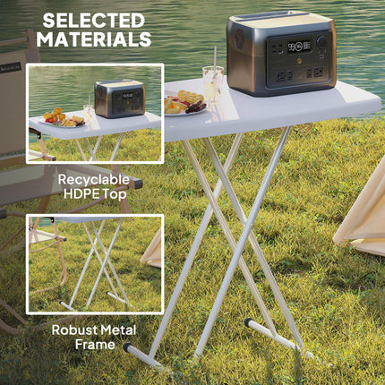 Minimal Folding Outdoor Table With Adjustable Heights - White