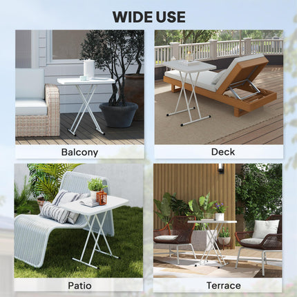 Minimal Folding Outdoor Table With Adjustable Heights - White