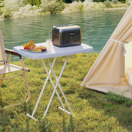 Minimal Folding Outdoor Table With Adjustable Heights - White