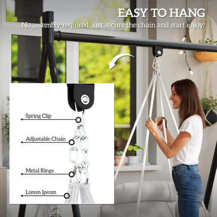 Hanging Hammock Chair with Soft Cushion and Cotton Rope - Cream White