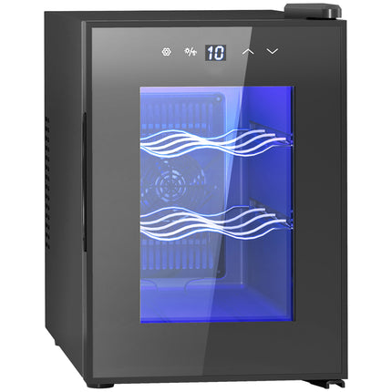 Six Bottle Countertop Wine Fridge with 8-18℃ Temperature Control - Black