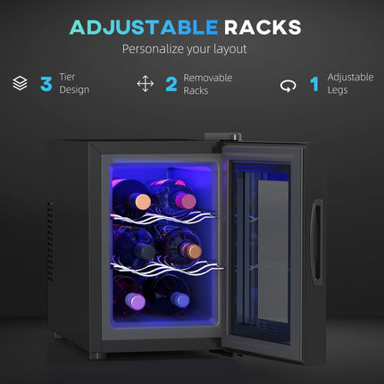 Six Bottle Countertop Wine Fridge with 8-18℃ Temperature Control - Black