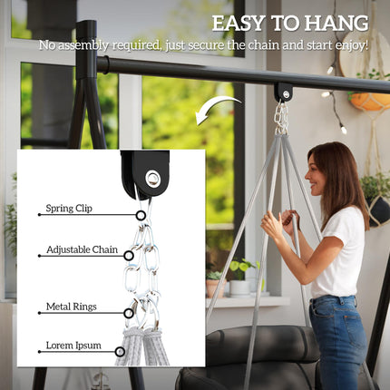 Hanging Hammock Chair with Soft Cushion Set and Steel Frame - Dark Grey