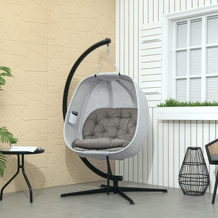 Hanging Egg Chair Outdoor Indoor Garden Swing Chair with Folding Basket, Garden