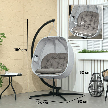 Hanging Egg Chair Outdoor Indoor Garden Swing Chair with Folding Basket, Garden