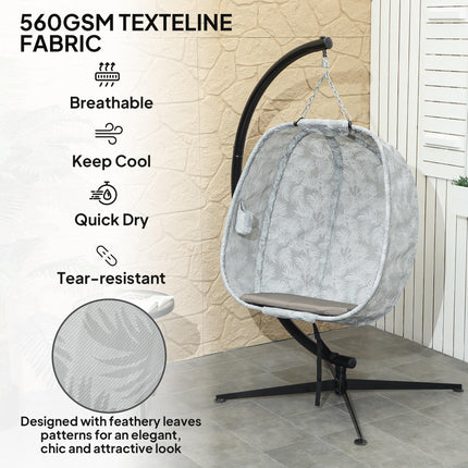 Hanging Egg Chair Outdoor Indoor Garden Swing Chair with Folding Basket, Garden