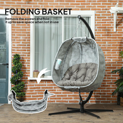 Hanging Egg Chair Outdoor Indoor Garden Swing Chair with Folding Basket, Garden