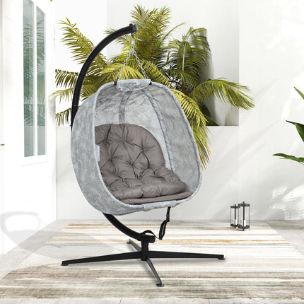 Hanging Egg Chair Outdoor Indoor Garden Swing Chair with Folding Basket, Garden