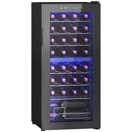 32 Bottle Dual Zone Wine Fridge 5-18℃ with UV Protection - Black