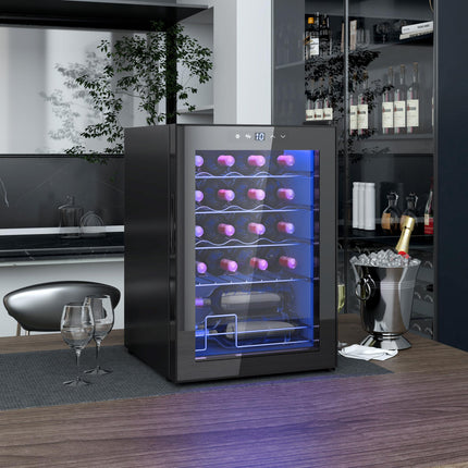 20 Bottle Countertop Wine Fridge with 5-18℃ Temperature Control - Black