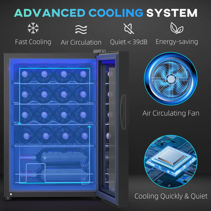 20 Bottle Countertop Wine Fridge with 5-18℃ Temperature Control - Black