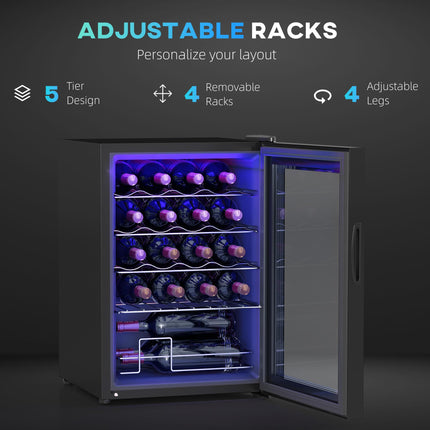 20 Bottle Countertop Wine Fridge with 5-18℃ Temperature Control - Black