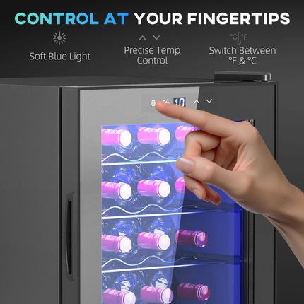20 Bottle Countertop Wine Fridge with 5-18℃ Temperature Control - Black