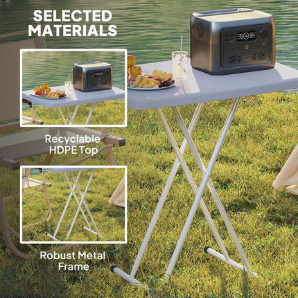 Minimal Adjustable Height Folding Outdoor Table - Grey White