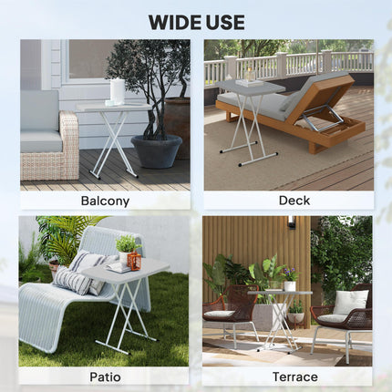 Minimal Adjustable Height Folding Outdoor Table - Grey White