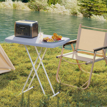 Minimal Adjustable Height Folding Outdoor Table - Grey White