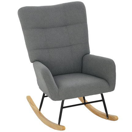 Teddy Fleece Rocking Chair with Foam Padding - Grey