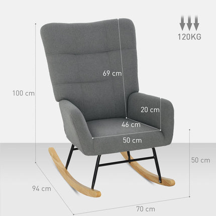 Teddy Fleece Rocking Chair with Foam Padding - Grey