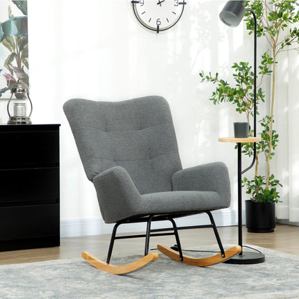 Teddy Fleece Rocking Chair with Foam Padding - Grey