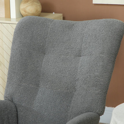 Teddy Fleece Rocking Chair with Foam Padding - Grey