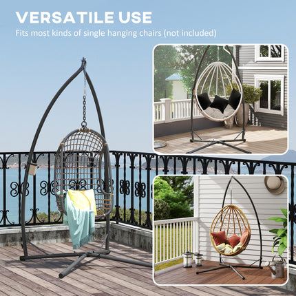 Heavy Duty Steel Hammock Chair Stand with X-Shape Base 150KG Load Capacity - Black