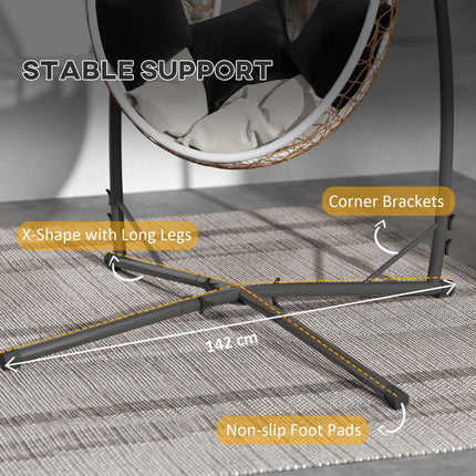 Heavy Duty Steel Hammock Chair Stand with X-Shape Base 150KG Load Capacity - Black