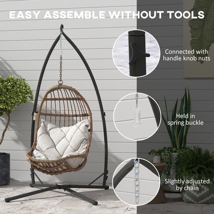 Heavy Duty Steel Hammock Chair Stand with X-Shape Base 150KG Load Capacity - Black