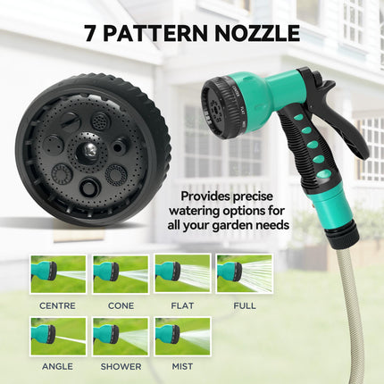 Retractable Hose Reel Wall Mounted, 20+2m Garden Hose Pipe Reel with Lock, Auto Rewind, 7 in 1 Spray Nozzle, Includes Wall Fixings, 180° Swivel, Outdoor Watering, 54 x 20 x 39 cm, Black