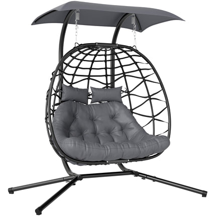 Two-Seater Rattan Egg Chair - Black