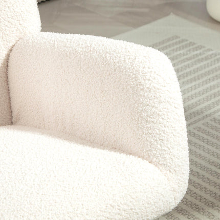 Teddy Fleece Rocking Chair with High-Density Foam Cushioning - Cream White