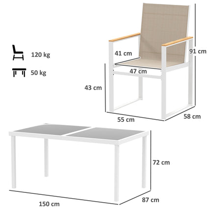5 Piece Garden Furniture Set with Tempered Glass Table Top - Black