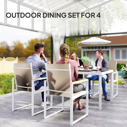 5 Piece Garden Furniture Set with Tempered Glass Table Top - Black