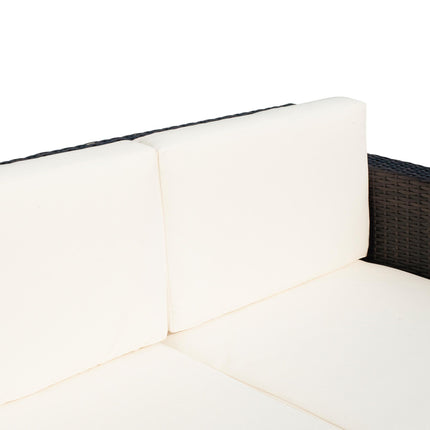 2 Seater Rattan Garden Sofa with Padded Cushions - Mixed Brown