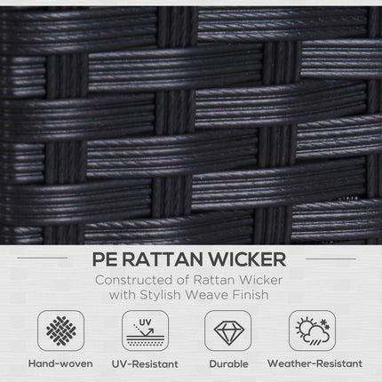 2 Seater Rattan Garden Loveseat with Cushions - Black