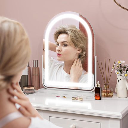 43 x 59cm LED Vanity Mirror with Adjustable Lighting and 360° Rotation - White