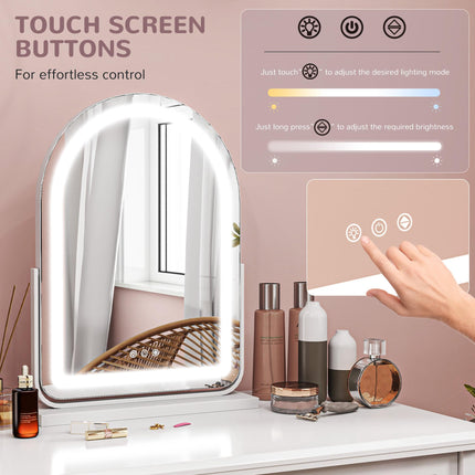 43 x 59cm LED Vanity Mirror with Adjustable Lighting and 360° Rotation - White