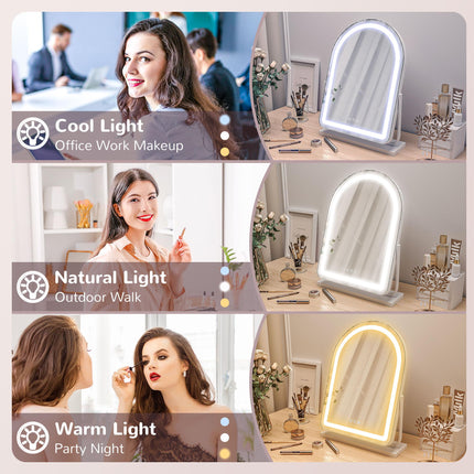 43 x 59cm LED Vanity Mirror with Adjustable Lighting and 360° Rotation - White