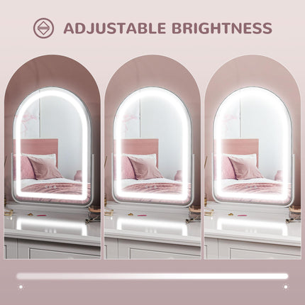 43 x 59cm LED Vanity Mirror with Adjustable Lighting and 360° Rotation - White