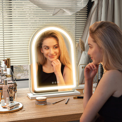 43 x 59cm LED Vanity Mirror with Adjustable Lighting and 360° Rotation - White
