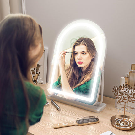 43 x 59cm LED Vanity Mirror with Adjustable Lighting and 360° Rotation - White