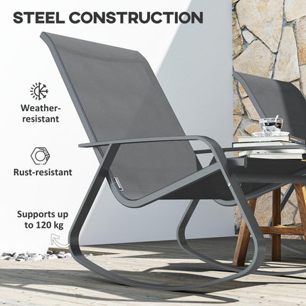 Set of Two Rocking Garden Chairs - Grey