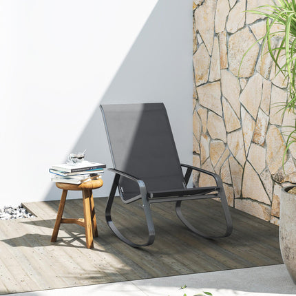 Rocking Garden Chair with Breathable Texteline Seat - Grey