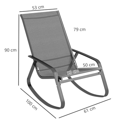 Rocking Garden Chair with Breathable Texteline Seat - Grey