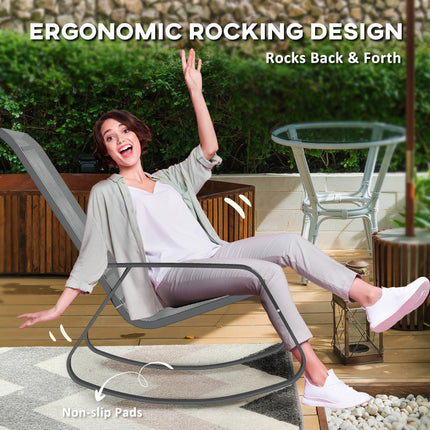 Rocking Garden Chair with Breathable Texteline Seat - Grey