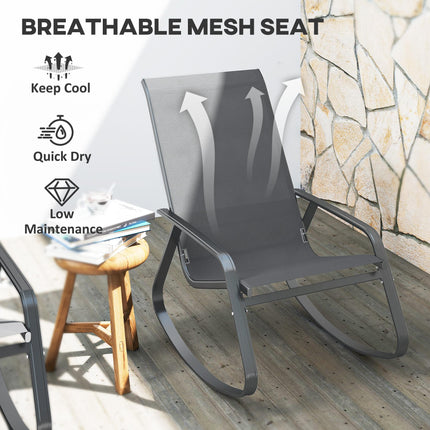Rocking Garden Chair with Breathable Texteline Seat - Grey