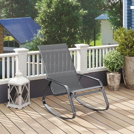 Rocking Garden Chair with Breathable Texteline Seat - Grey