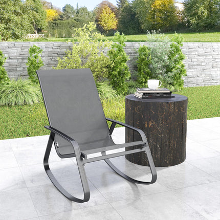 Rocking Garden Chair with Breathable Texteline Seat - Grey