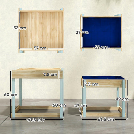 2 PCS Wooden Outdoor Sand and Water Play Tables with Bottom Liner for Kids Aged 3-8 Years Old, Natural Wood Finish