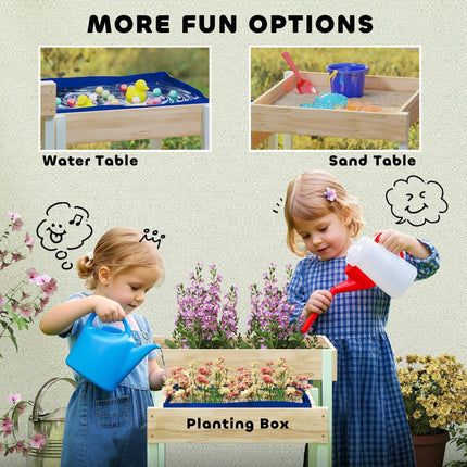 2 PCS Wooden Outdoor Sand and Water Play Tables with Bottom Liner for Kids Aged 3-8 Years Old, Natural Wood Finish
