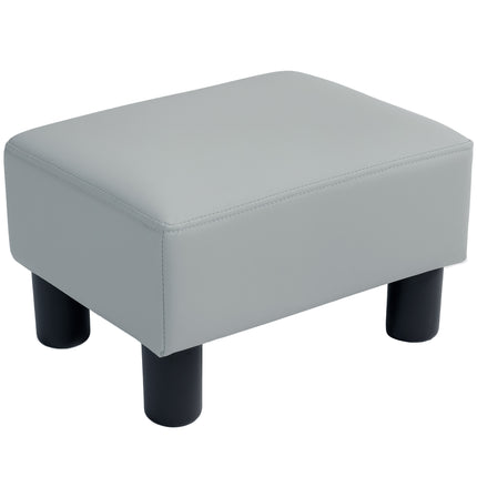 PU Leather Footstool with Plastic Legs 40x30x24cm - Grey
